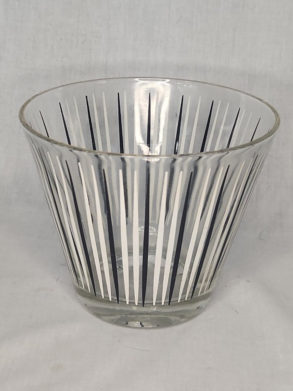 Vintage Hazel-Atlas Black White Stripe Bowl Ice Bucket Gold White Black